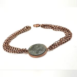 LABRADORITE Copper Triple Strand Bracelet Oval Cabachon